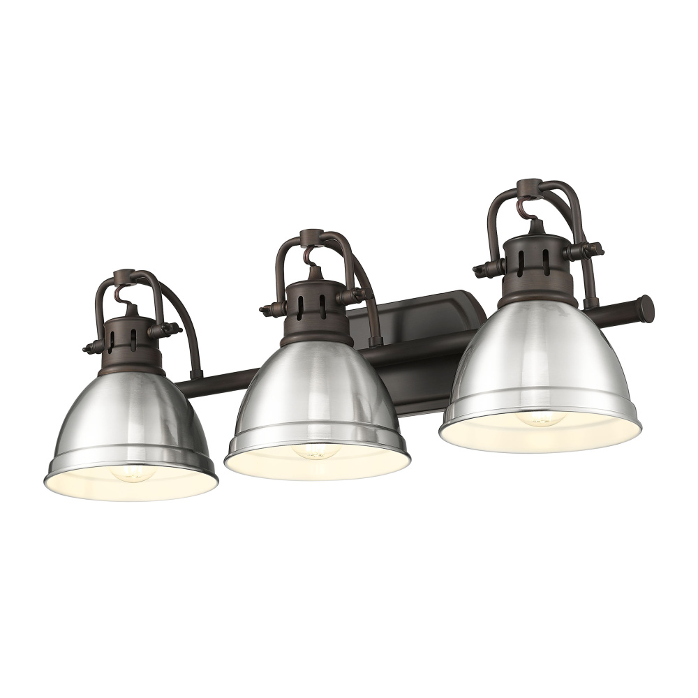 Yep by Golden Lighting Duncan 3-light Vanity in Rubbed Bronze and Pewter shade